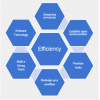 Fig 1. Creating a digital footprint is a process that requires a vision and roadmap. The flow begins at the top with “streamline processes,” then moves in a clockwise direction, ending with “embrace technology.” Each component impacts “efficiency.”